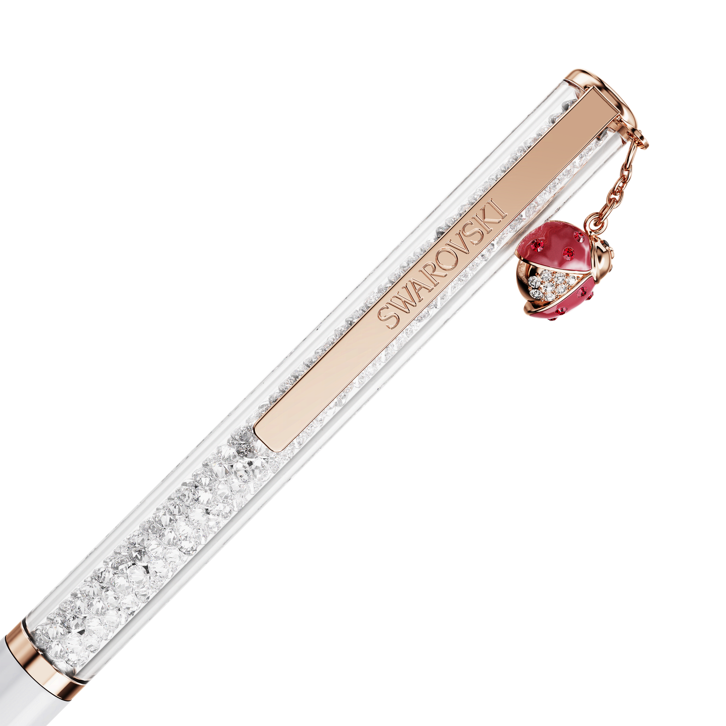 Crystalline ballpoint pen, Ladybug, White, Red lacquered, Rose gold-tone plated 5732981