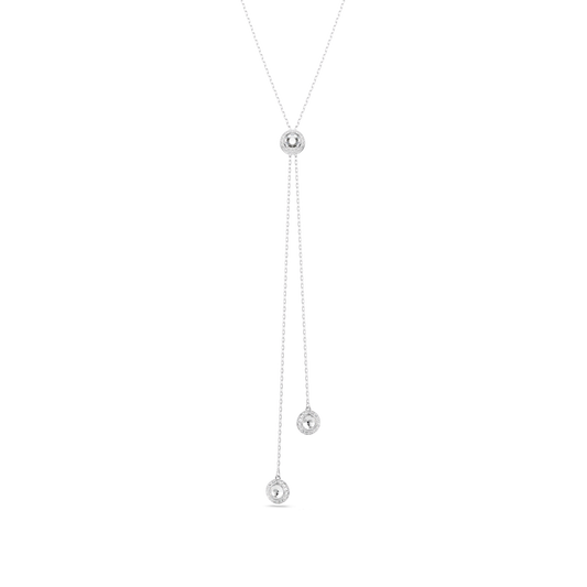 Una Angelic Y pendant, Round cut, White, Rhodium plated 5733067
