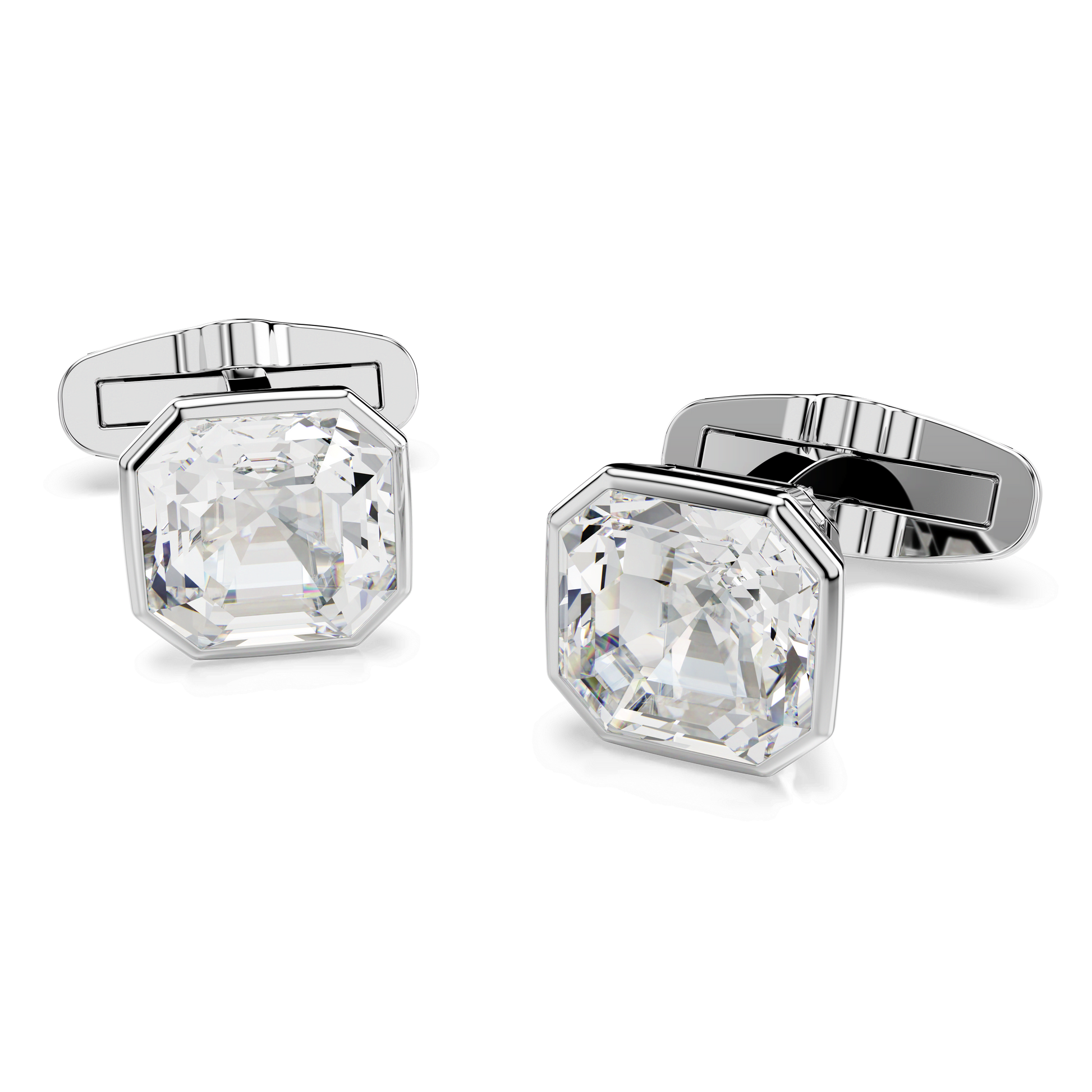 Millenia cufflinks, Octagon cut, White, Rhodium plated 5733306