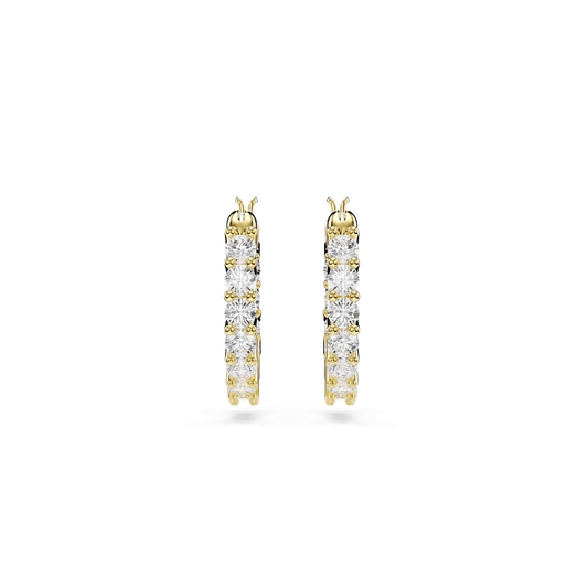 Matrix Vittore hoop earrings, Round cut, White, Gold-tone plated 5733398