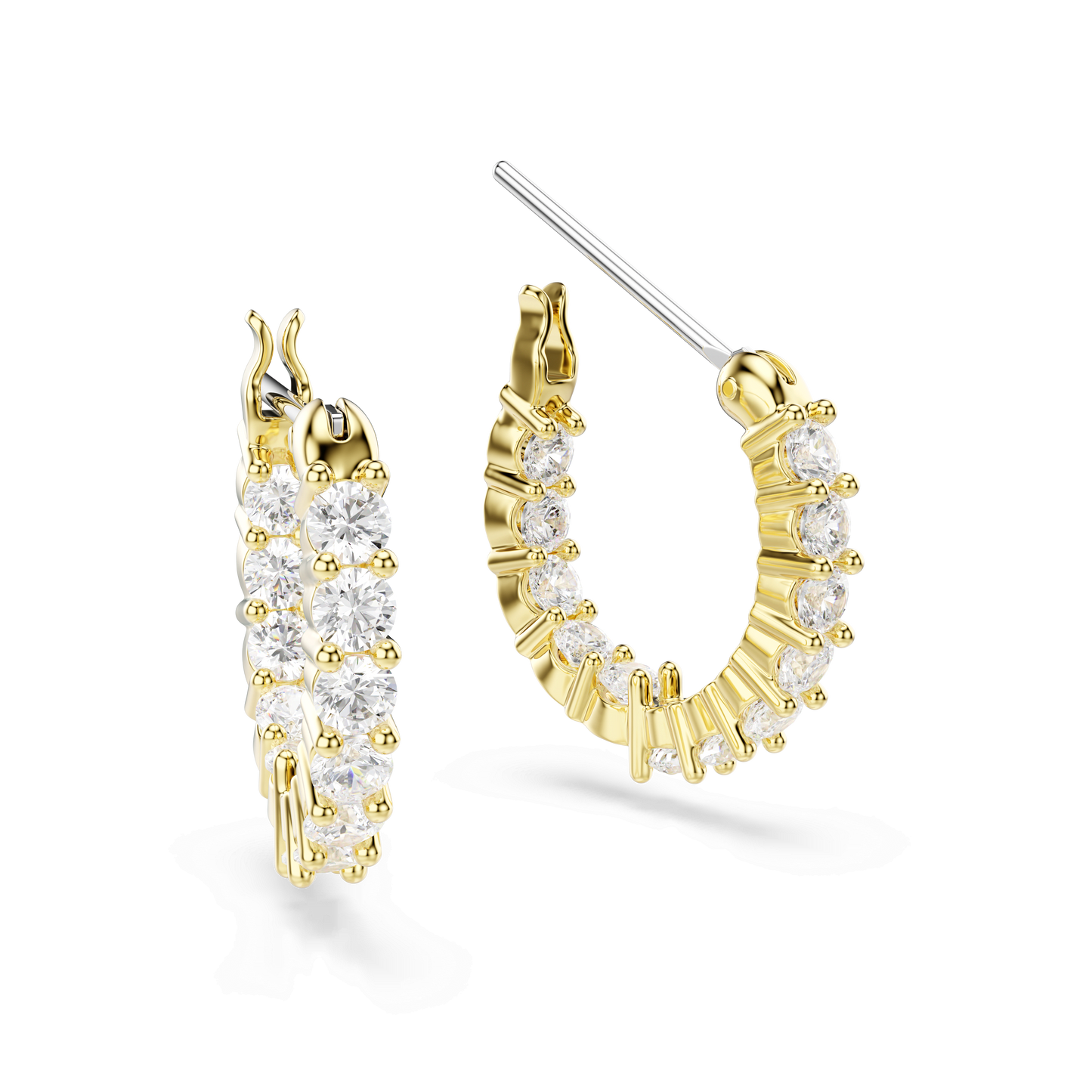 Matrix Vittore hoop earrings, Round cut, White, Gold-tone plated 5733398