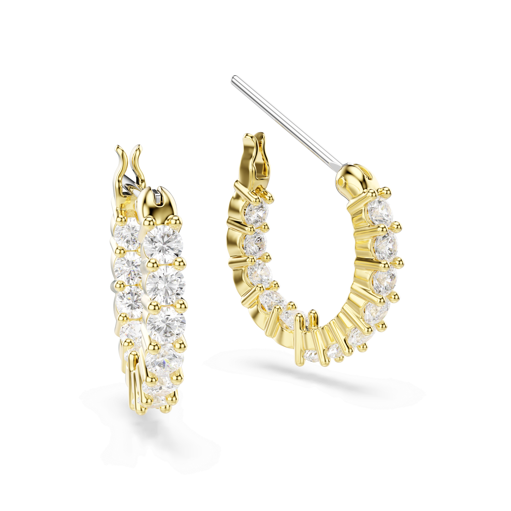 Matrix Vittore hoop earrings, Round cut, White, Gold-tone plated 5733398