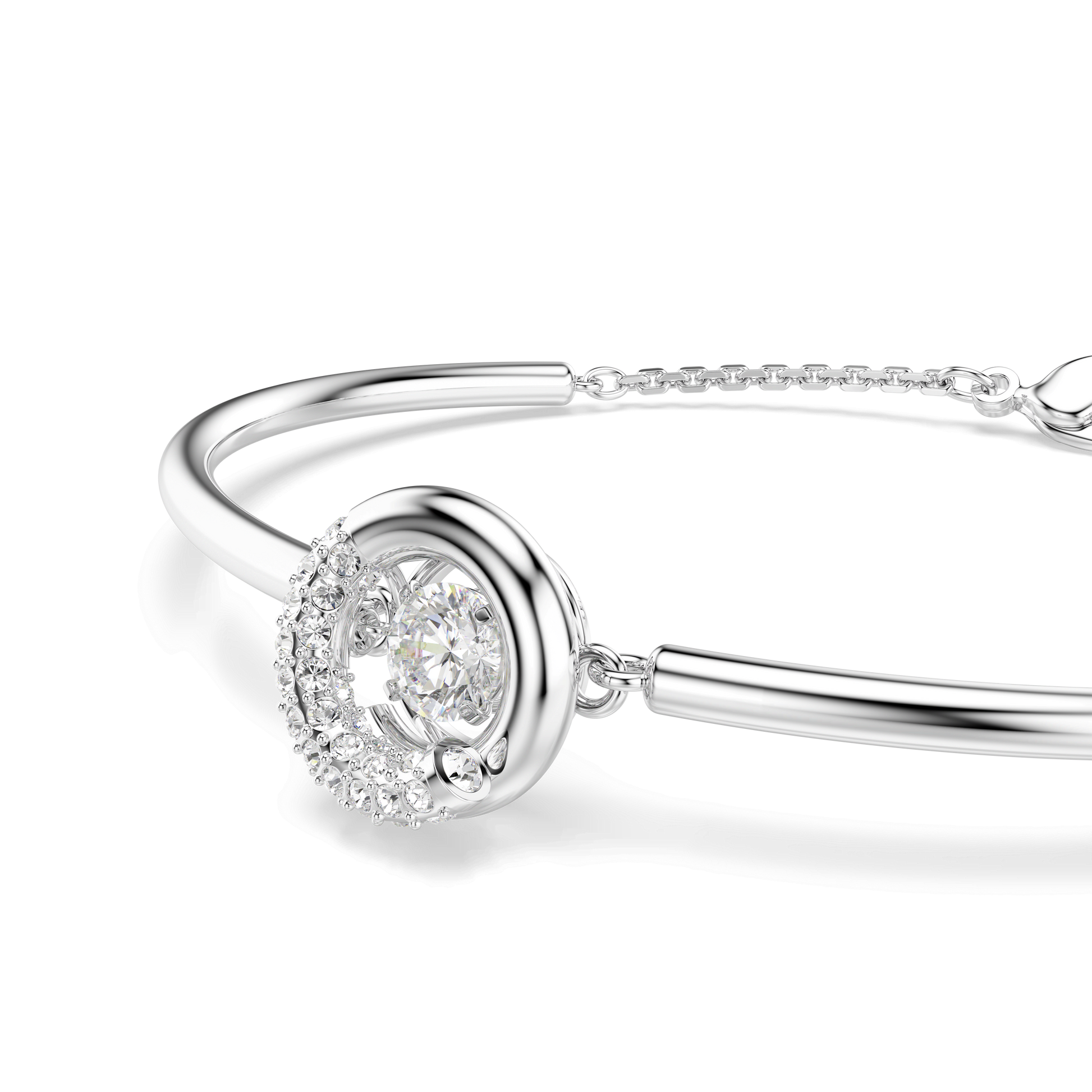 Dextera bangle, Round cut, White, Rhodium plated 5733399