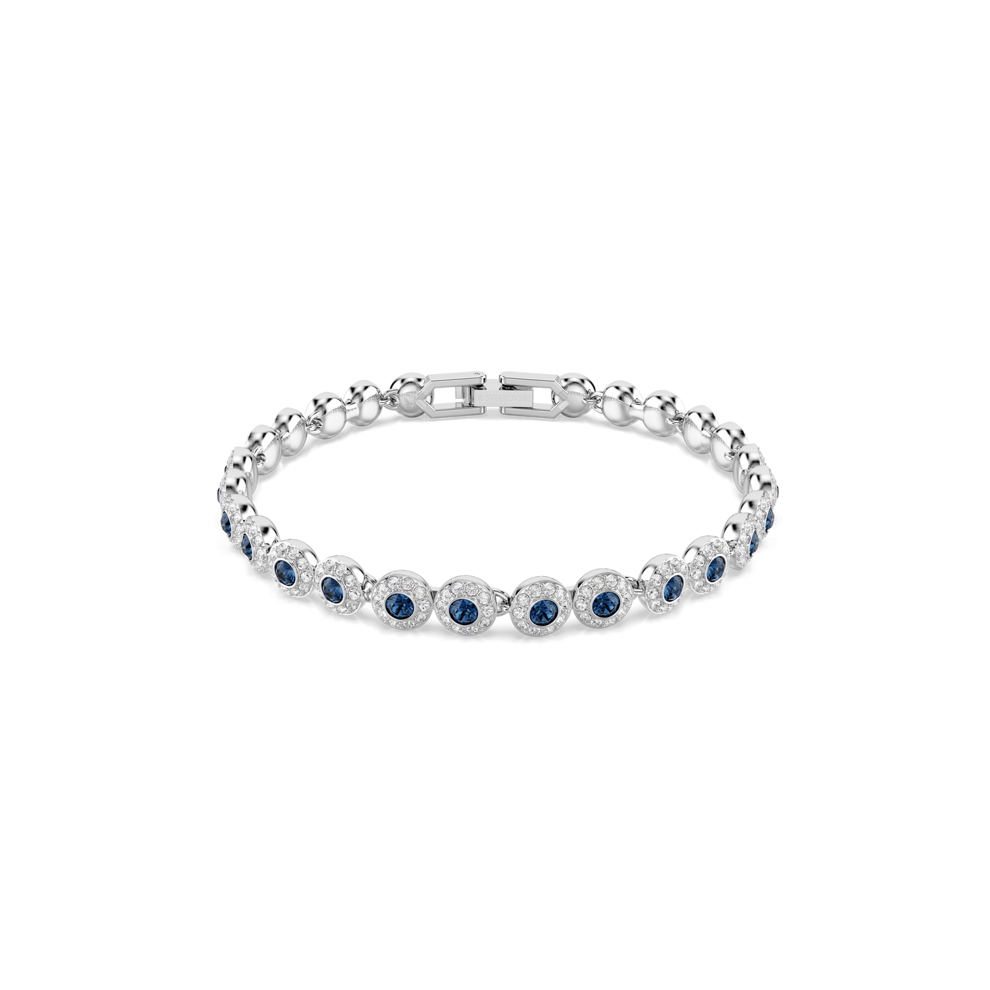 Una Angelic bracelet, Round cut, Blue, Rhodium plated 5733401