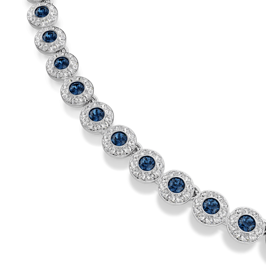 Una Angelic necklace, Round cut, Blue, Rhodium plated 5733402