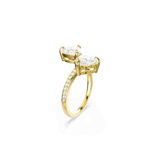 Mesmera open ring, Heart cut, Pavé, White, Gold-tone plated 5733479