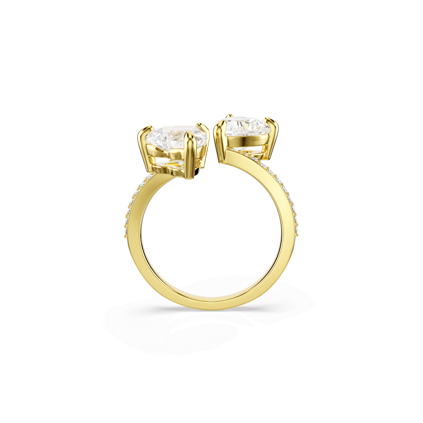 Mesmera open ring, Heart cut, Pavé, White, Gold-tone plated 5733478