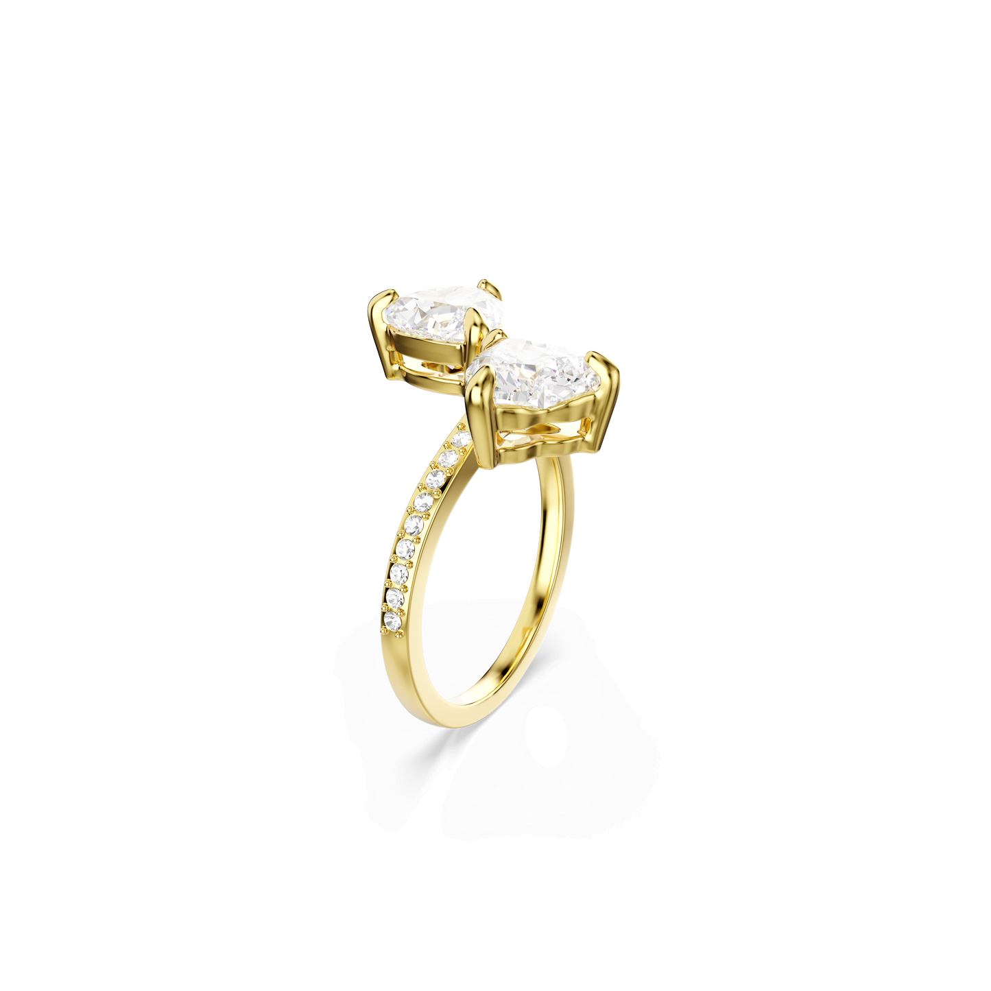 Mesmera open ring, Heart cut, Pavé, White, Gold-tone plated 5733479