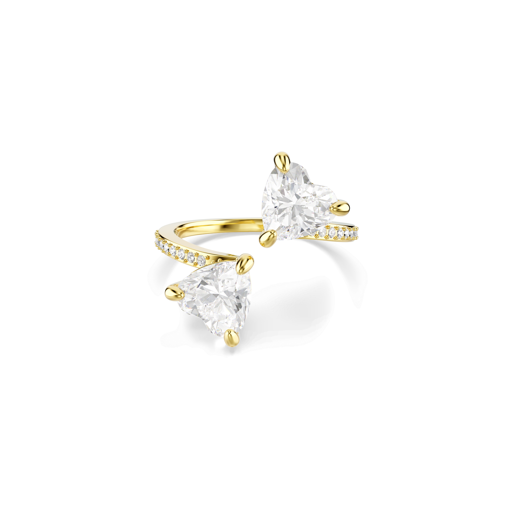 Mesmera open ring, Heart cut, Pavé, White, Gold-tone plated 5733481