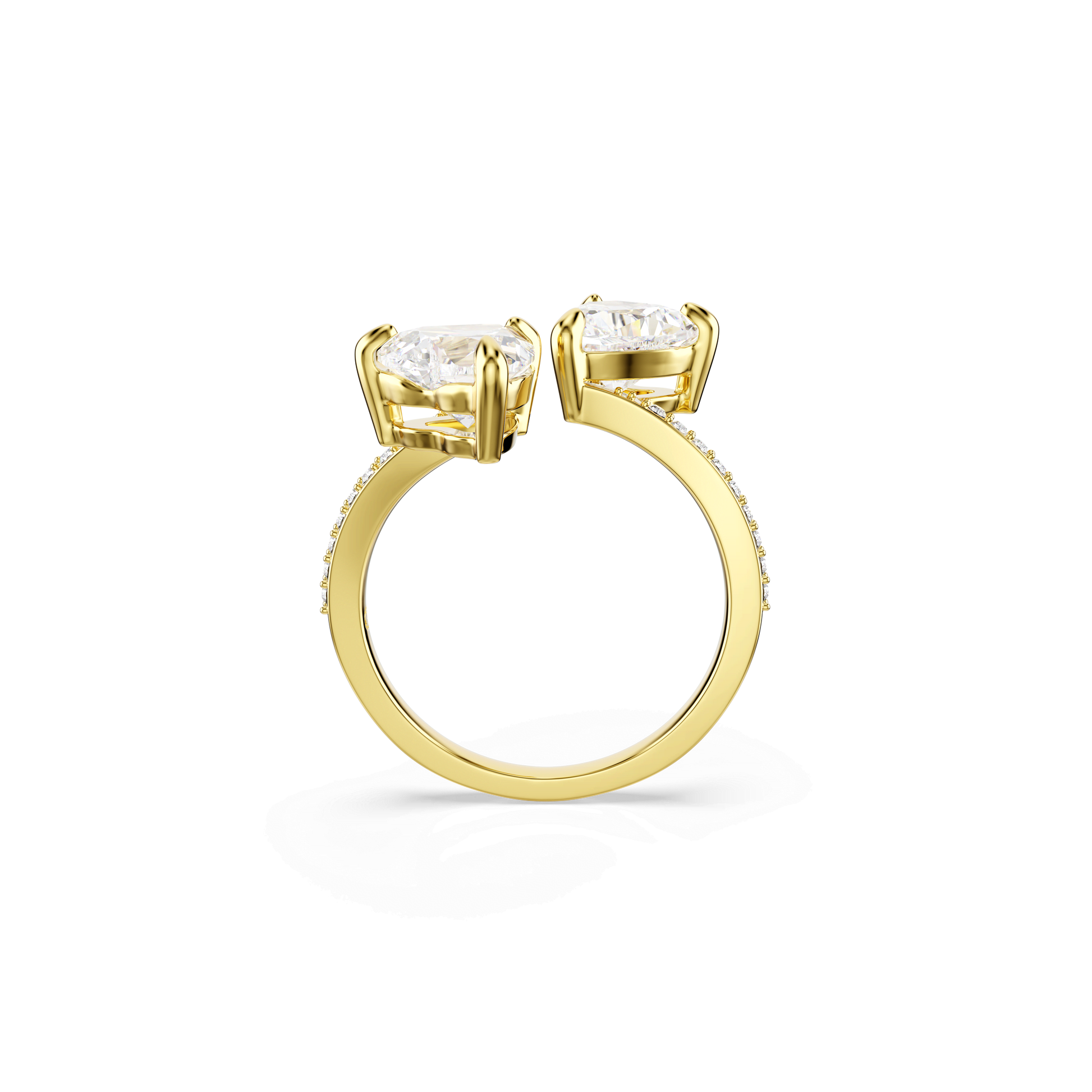Mesmera open ring, Heart cut, Pavé, White, Gold-tone plated 5733481