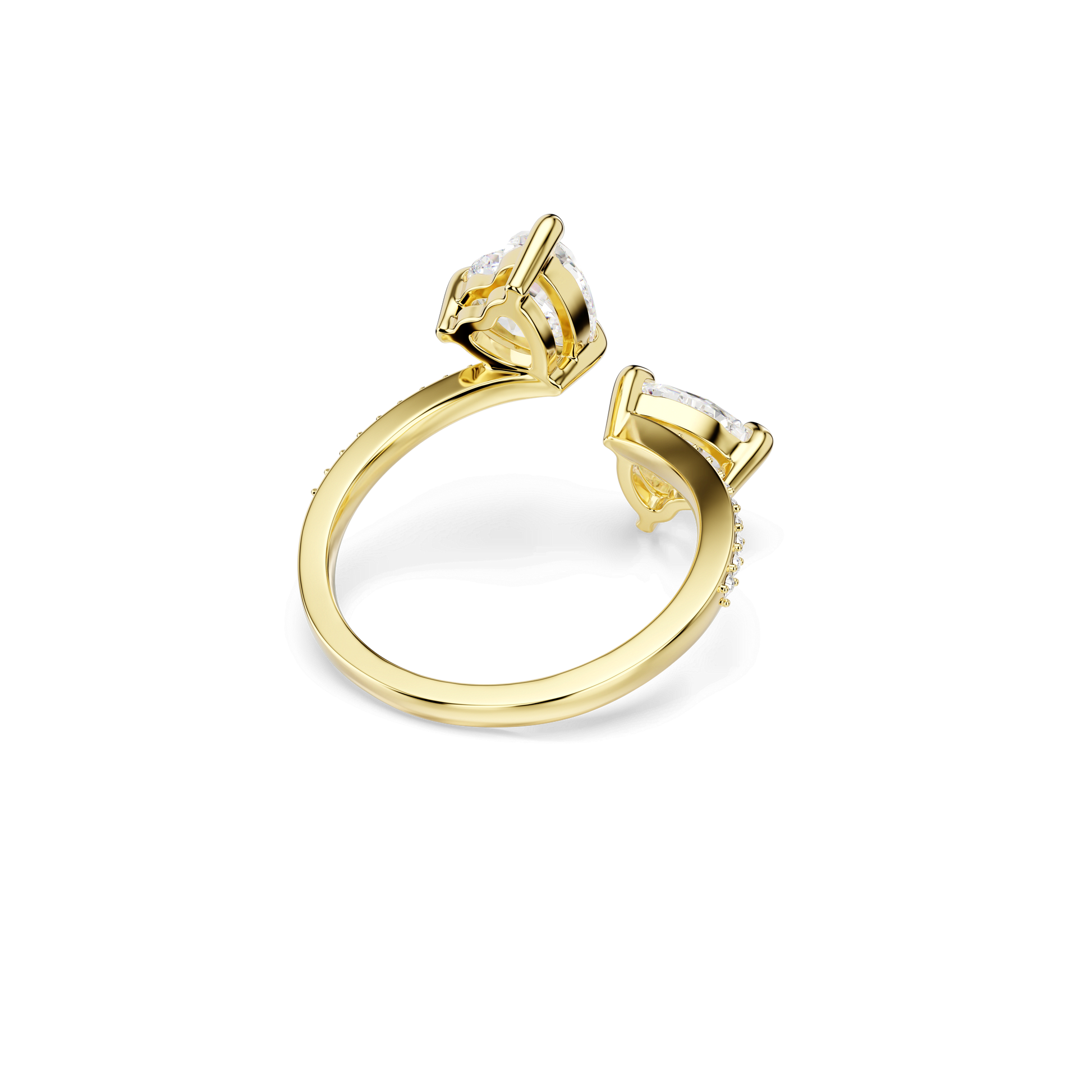 Mesmera open ring, Heart cut, Pavé, White, Gold-tone plated 5733481