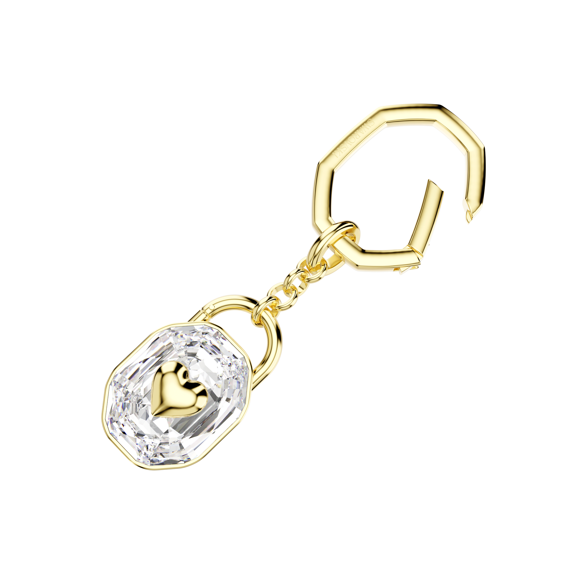 Key ring, Oval cut, White, Gold-tone plated 5733765