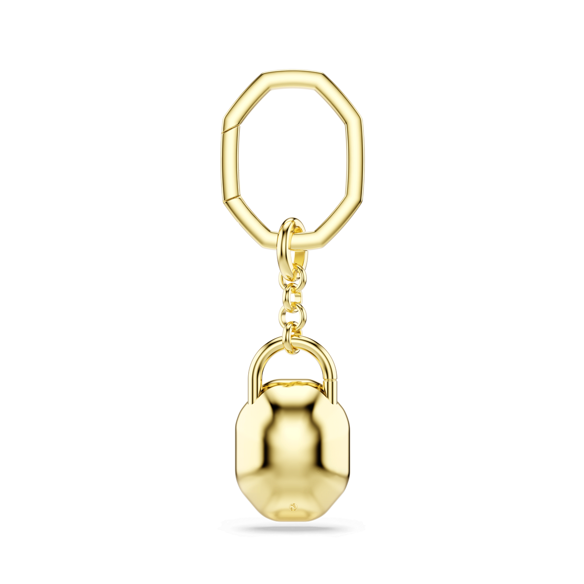 Key ring, Oval cut, White, Gold-tone plated