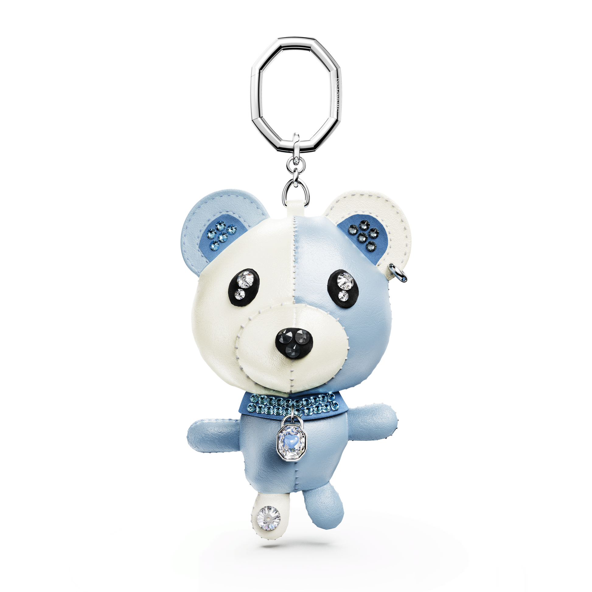 Teddy bag charm, Bear, Blue, Rhodium plated 5733771