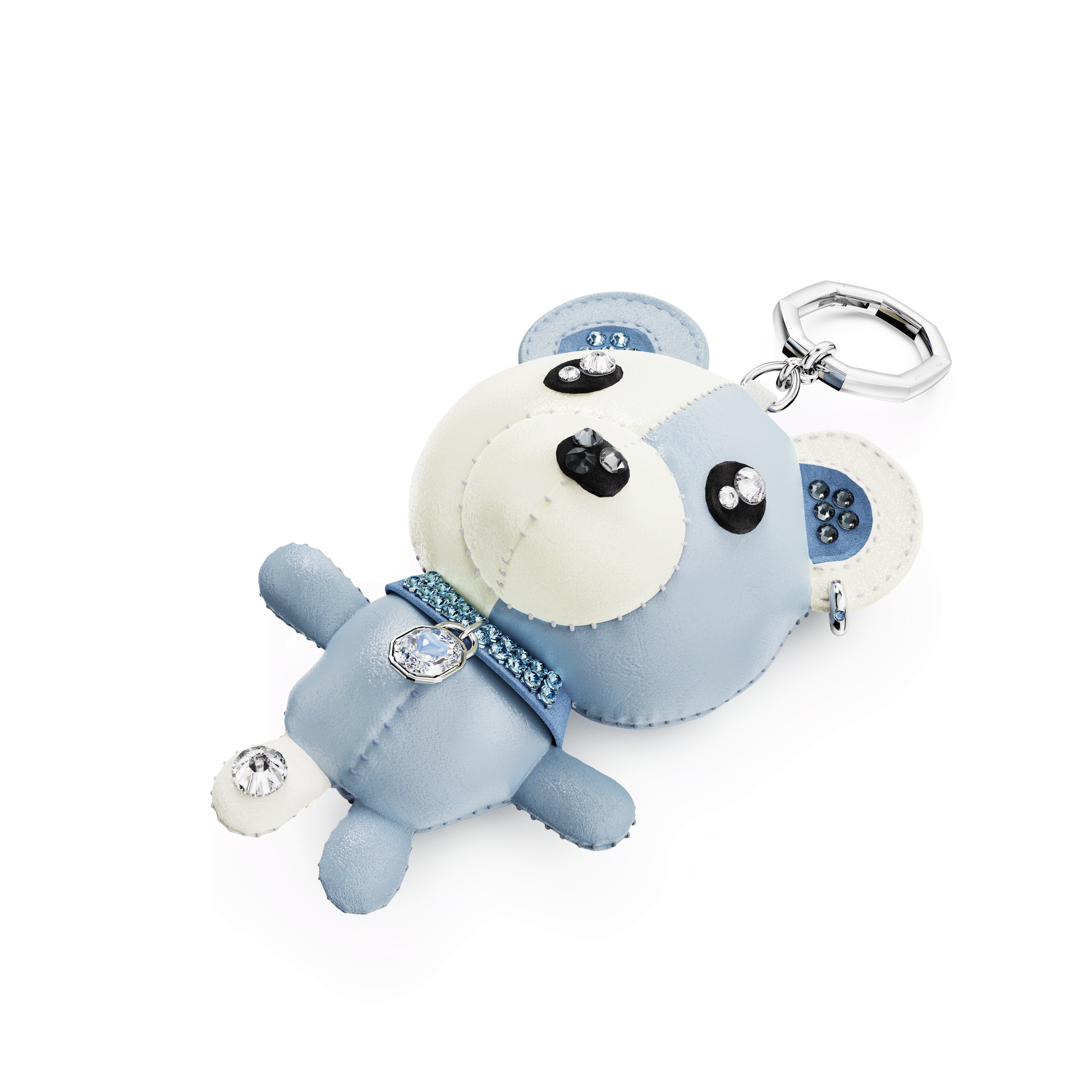 Teddy bag charm, Bear, Blue, Rhodium plated 5733771