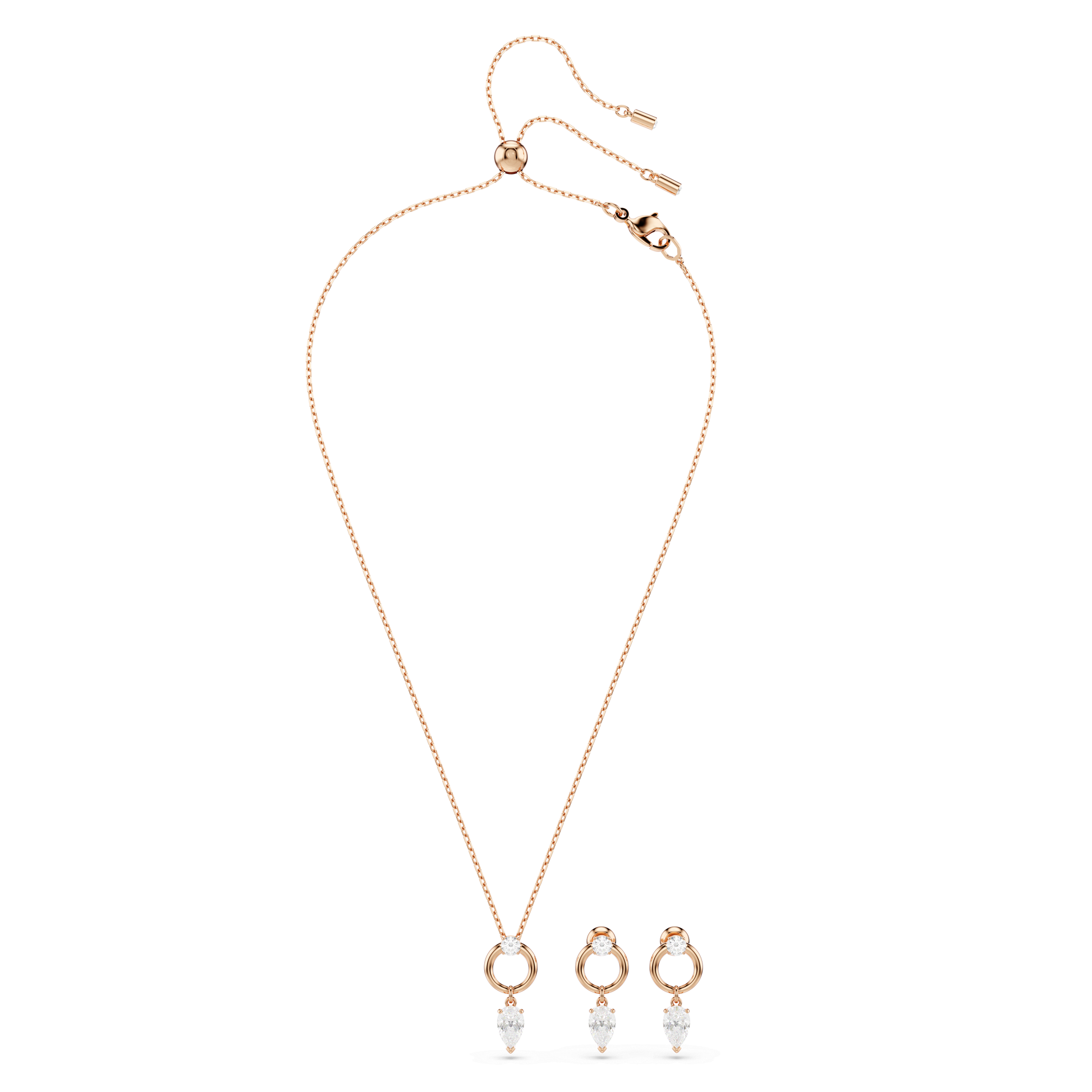 Mesmera set, Pear cut, Round cut, White, Rose gold-tone plated 5733808