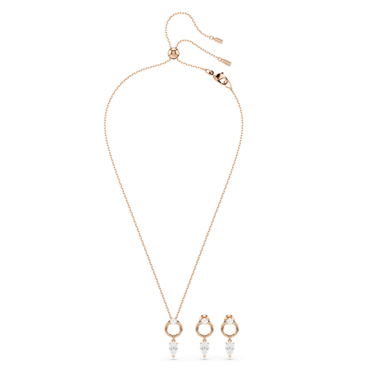 Mesmera set, Pear cut, Round cut, White, Rose gold-tone plated 5733808