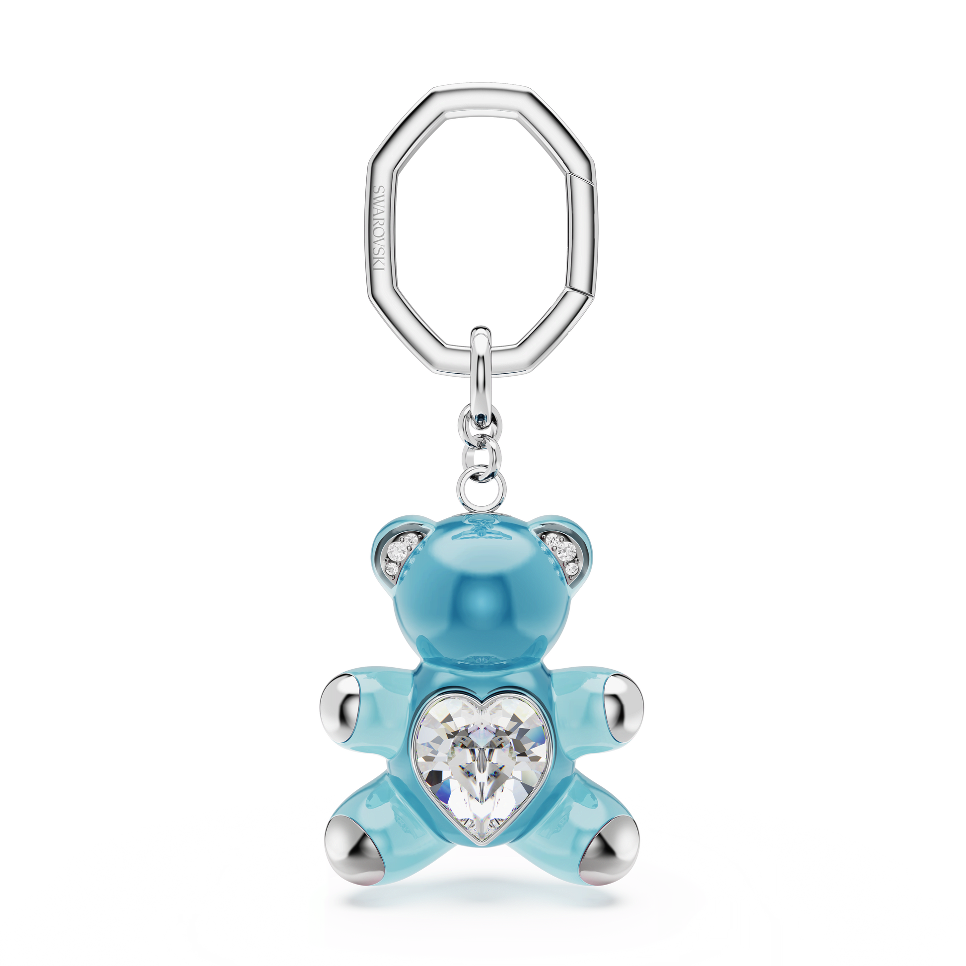 Teddy key ring, Bear, Blue, Rhodium plated 5733826