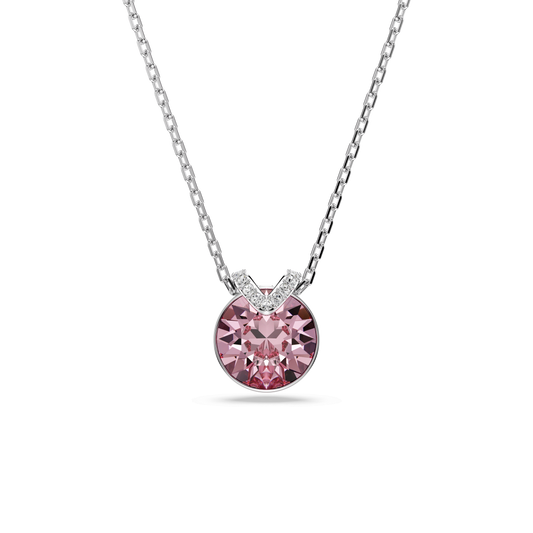 Bella V pendant, Round cut, Pink, Rhodium plated 5734230