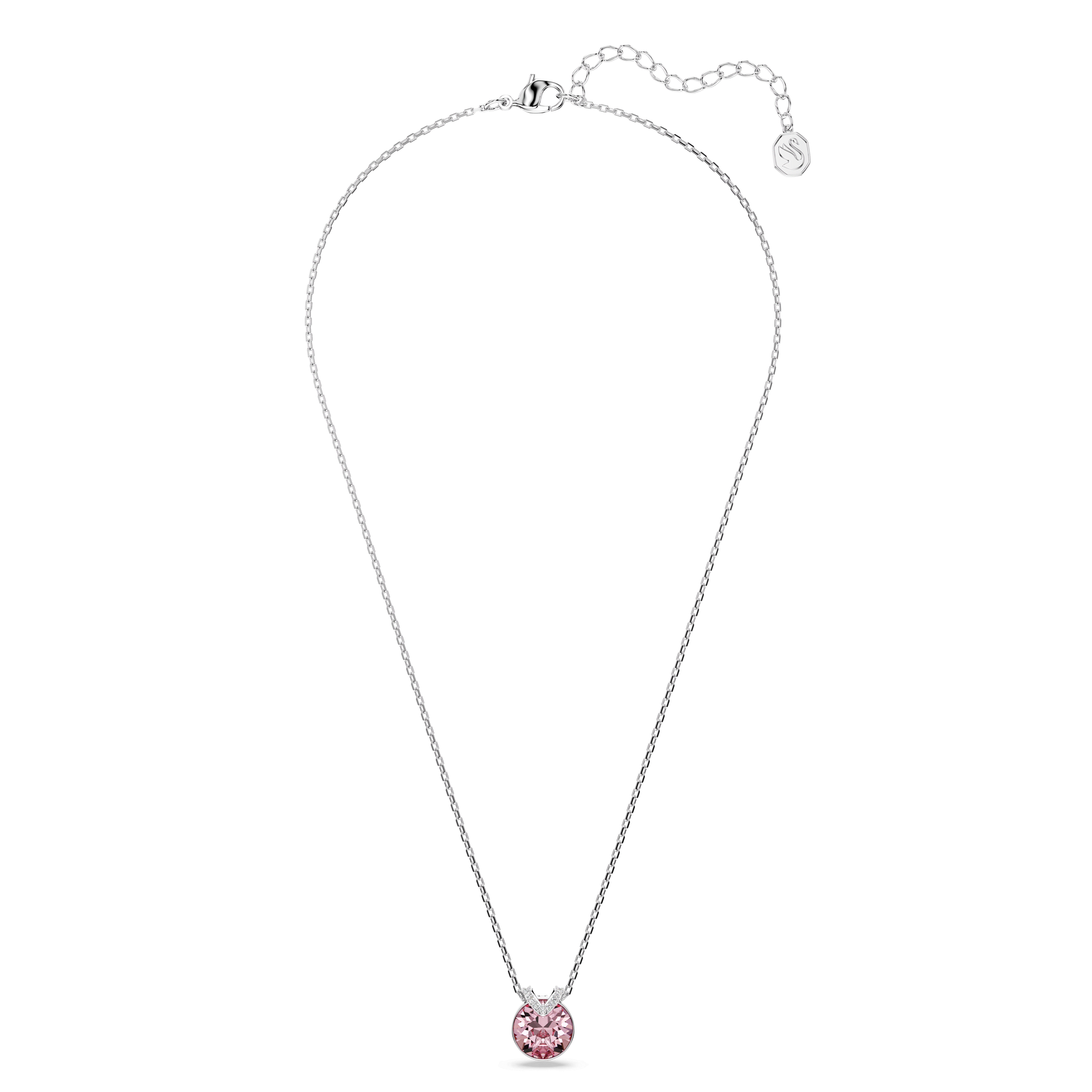 Bella V pendant, Round cut, Pink, Rhodium plated 5734230