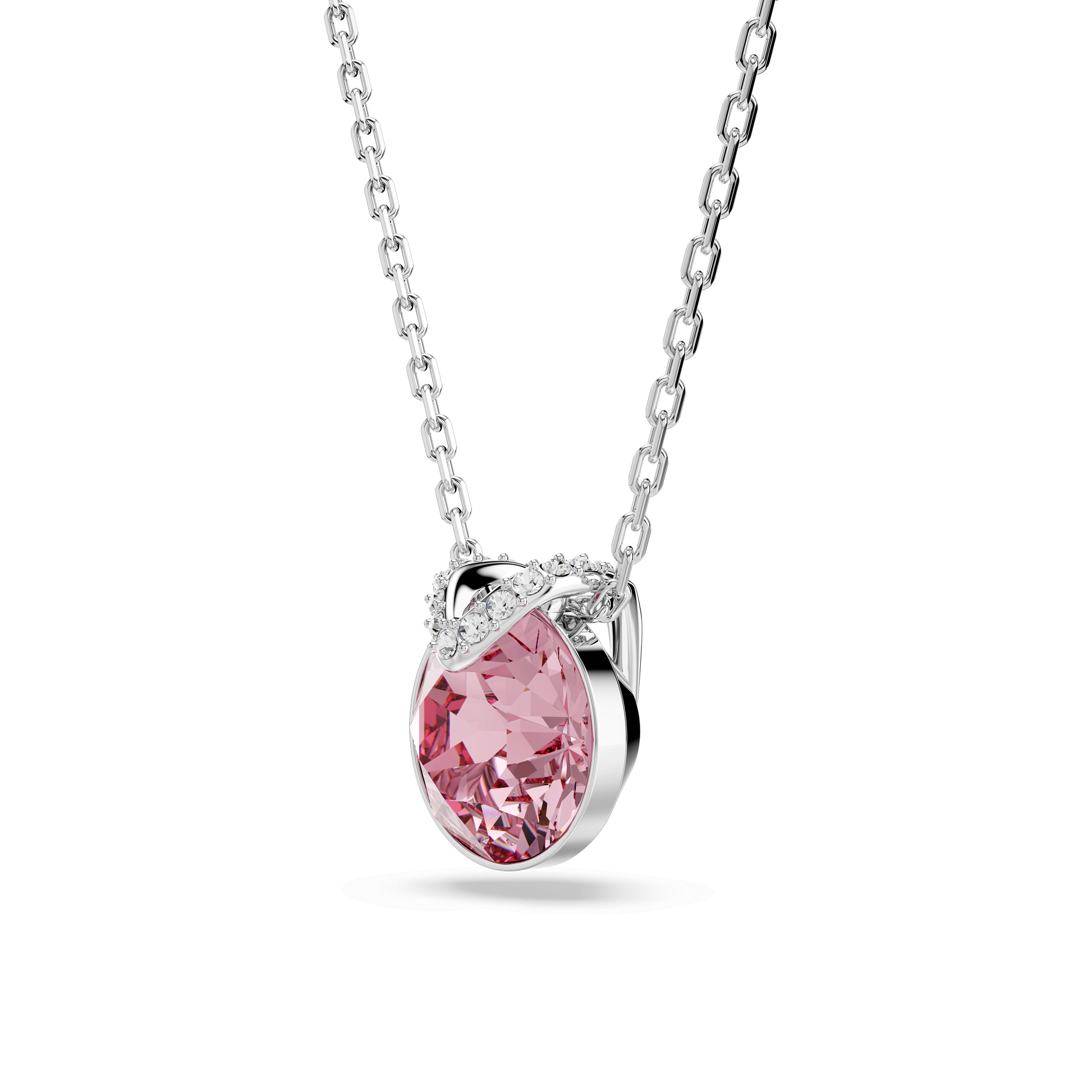 Bella V pendant, Round cut, Pink, Rhodium plated 5734230