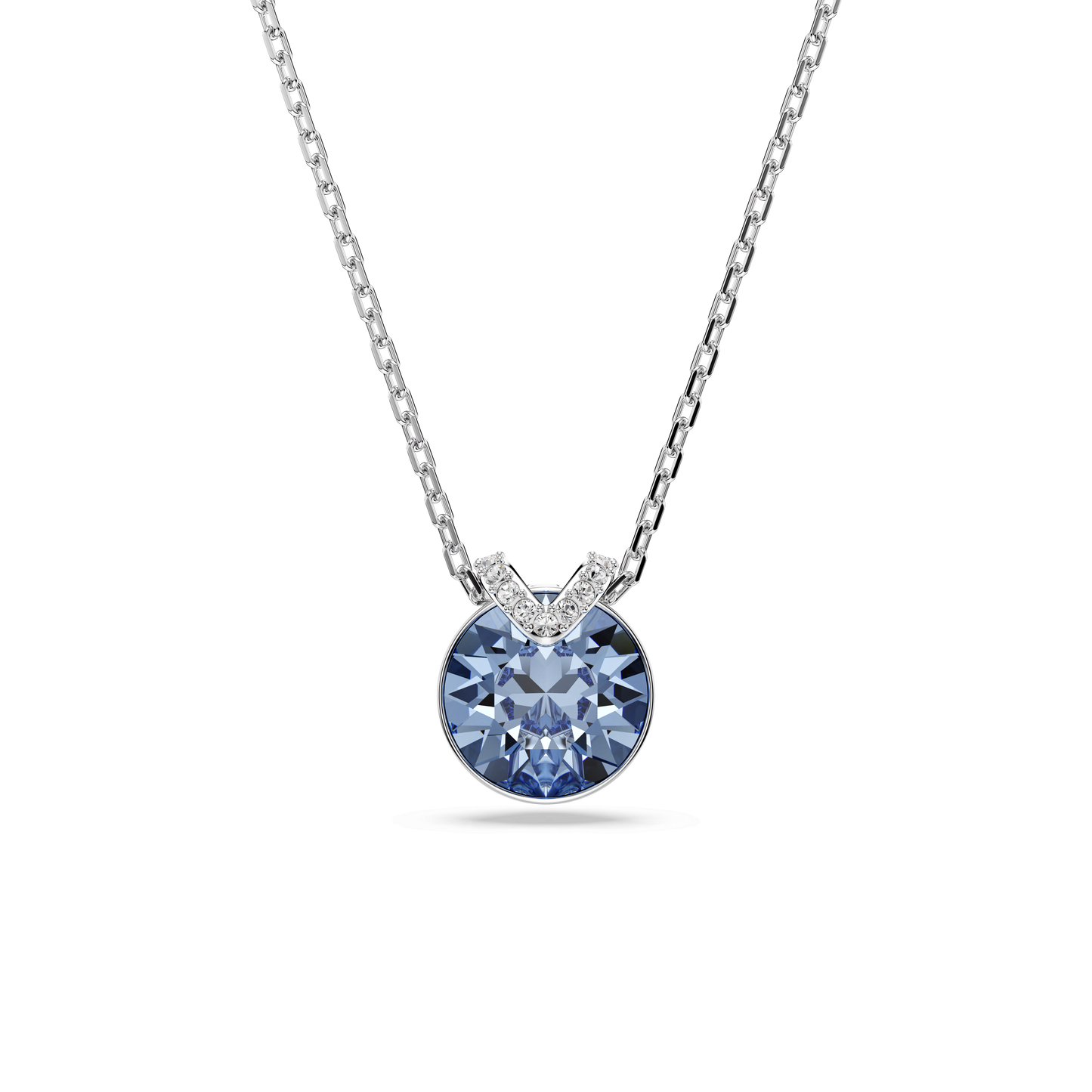 Bella V pendant, Round cut, Blue, Rhodium plated 5734232