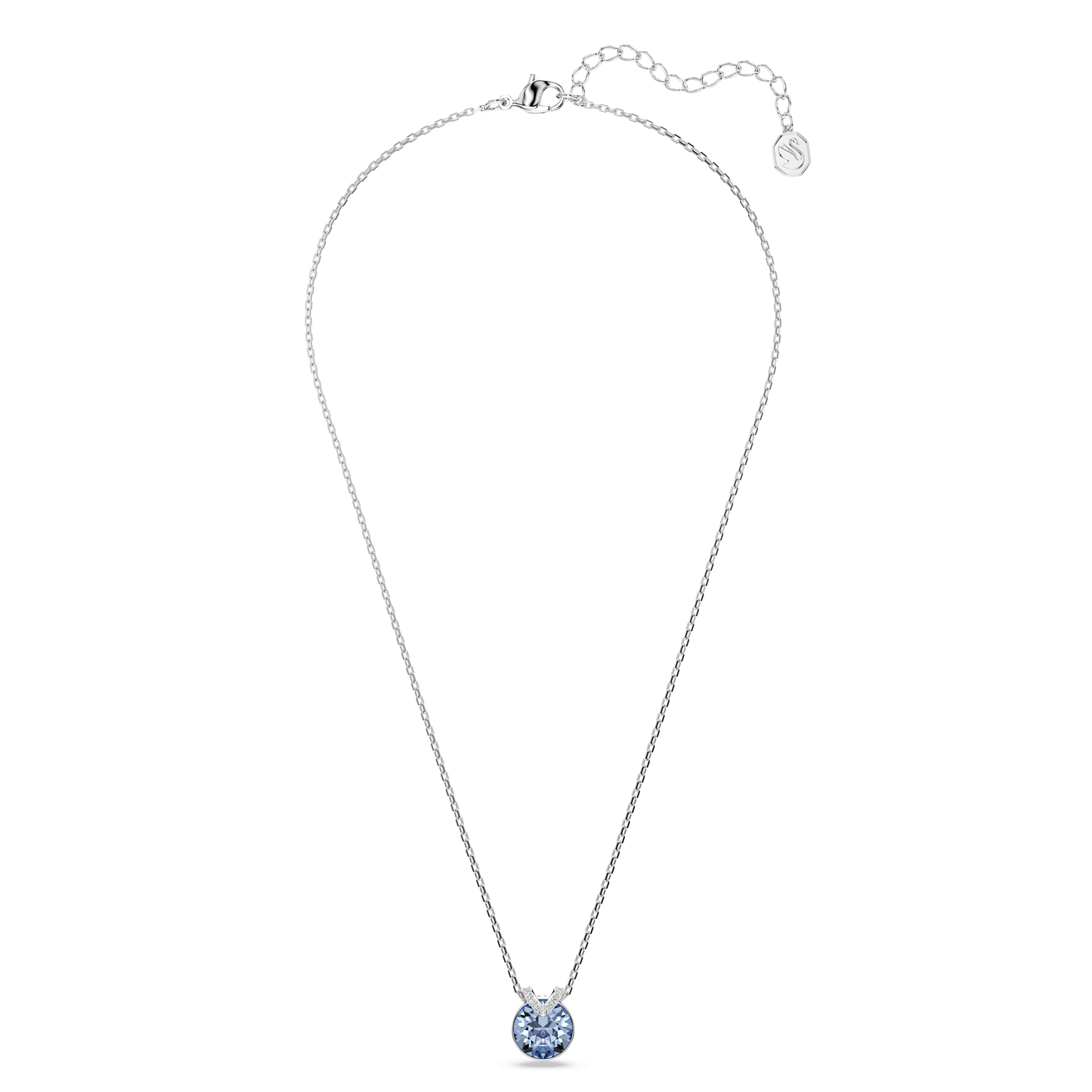 Bella V pendant, Round cut, Blue, Rhodium plated 5734232