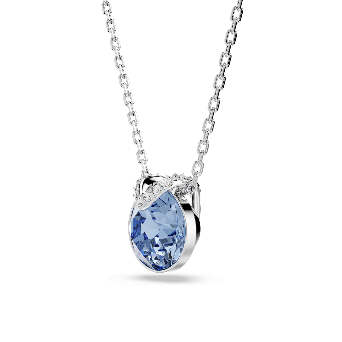 Bella V pendant, Round cut, Blue, Rhodium plated 5734232