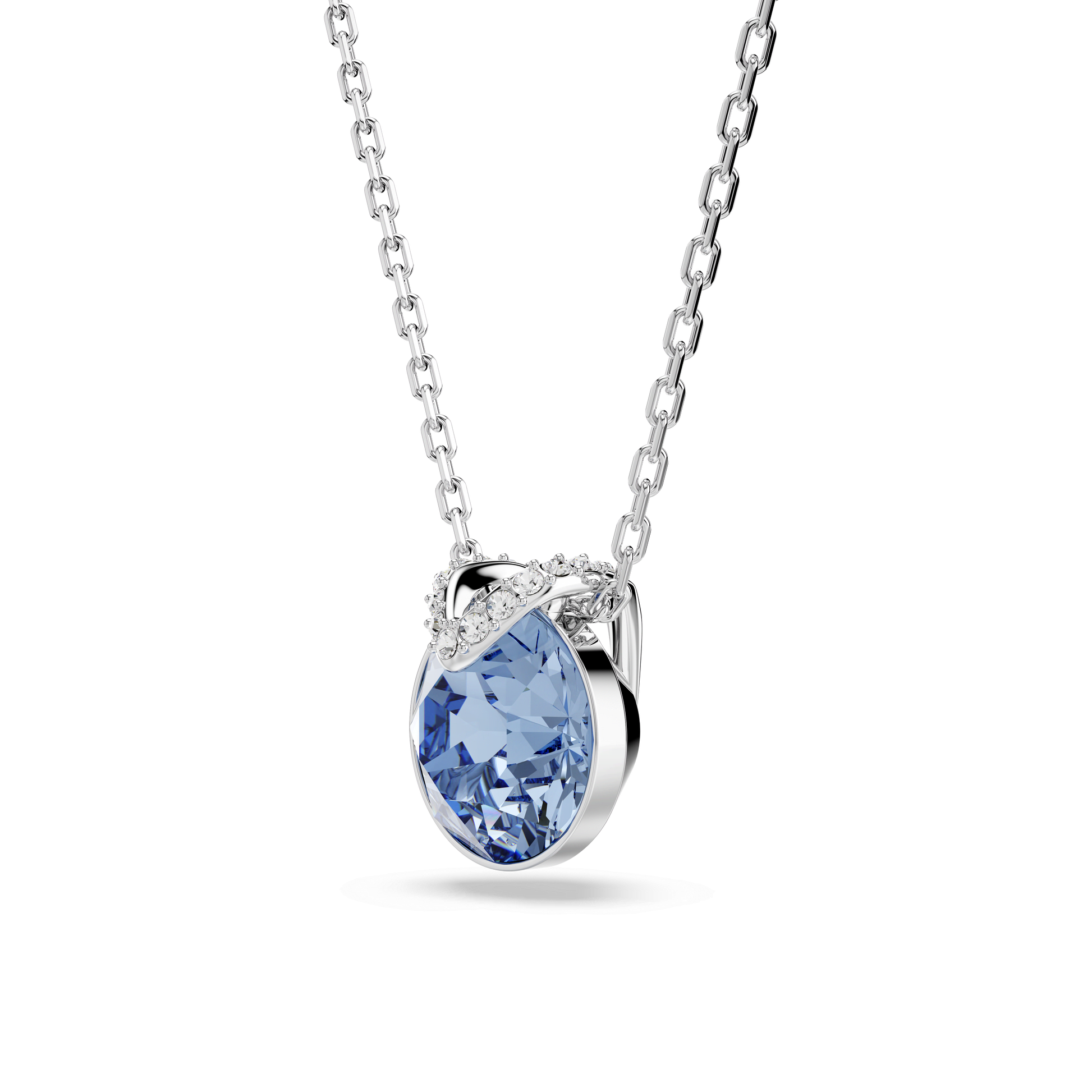 Bella V pendant, Round cut, Blue, Rhodium plated 5734232