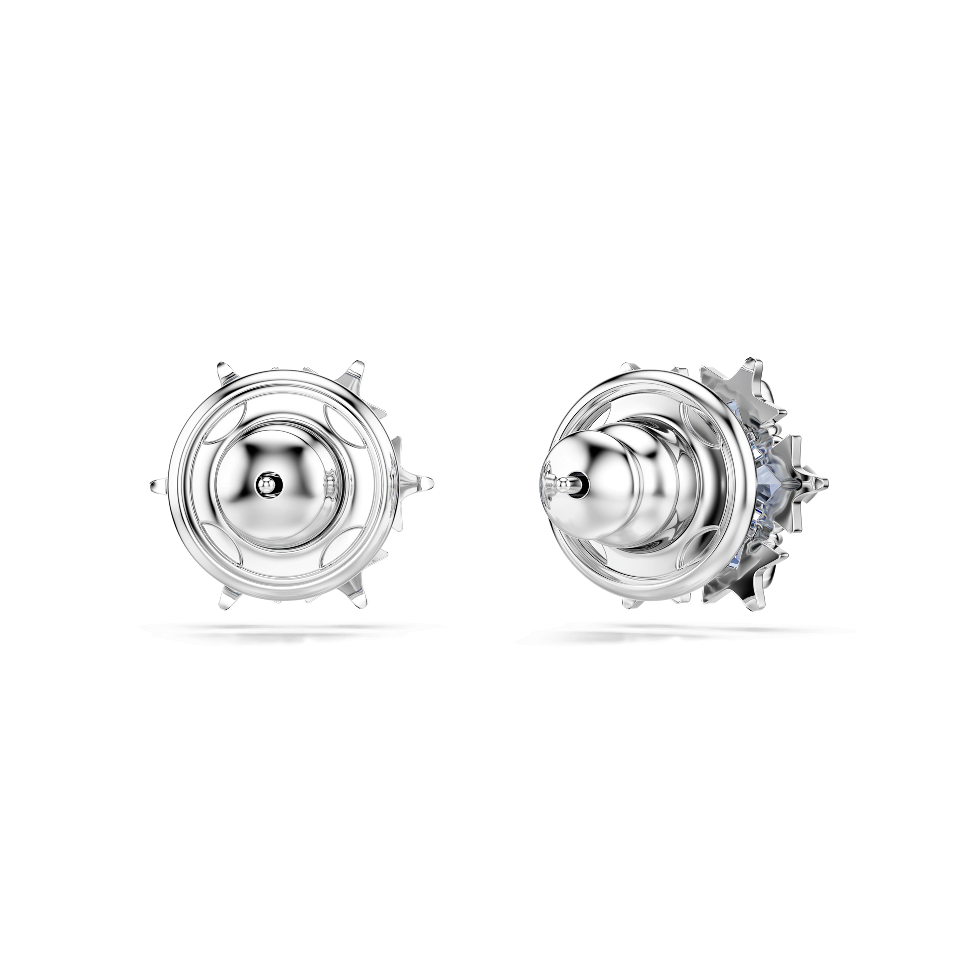 Magic stud earrings, Snowflake, Blue, Rhodium plated 5734242