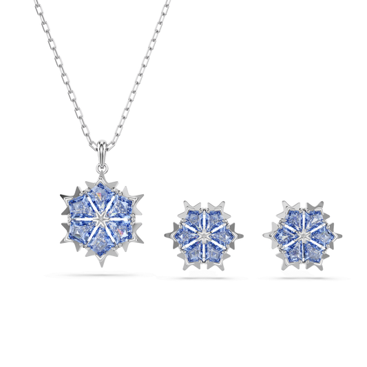 Magic set, Snowflake, Blue, Rhodium plated 5734243