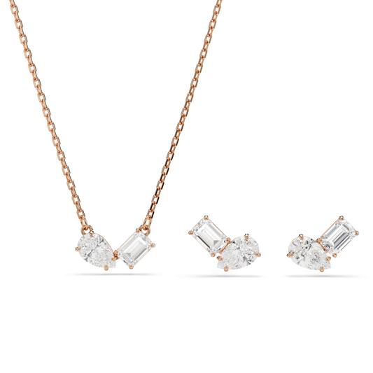 Mesmera set, Pear cut, Octagon cut, White, Rose gold-tone plated 5734246