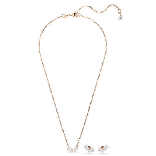 Mesmera set, Pear cut, Octagon cut, White, Rose gold-tone plated 5734246