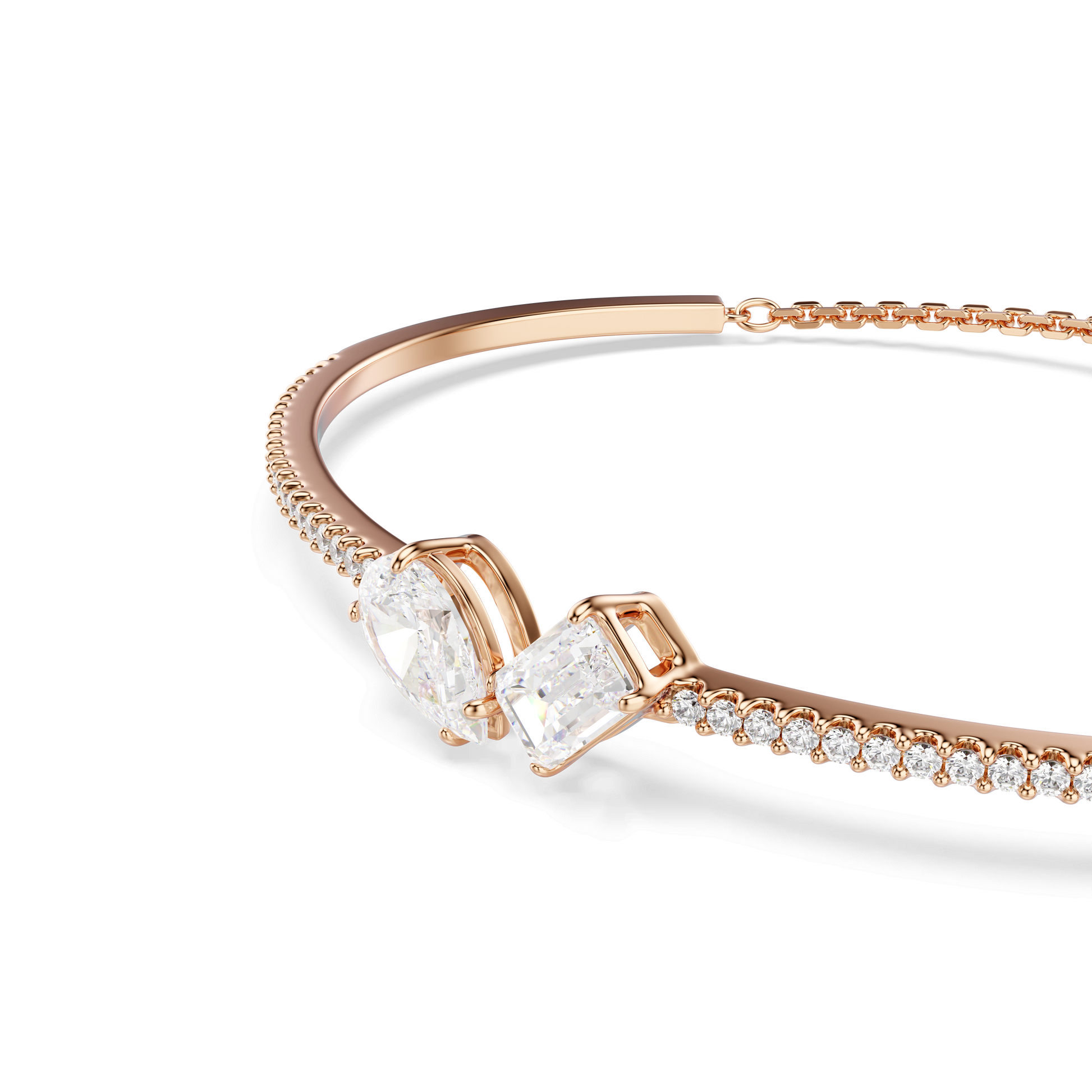 Mesmera bangle, Mixed cuts, White, Rose gold-tone plated 5734247