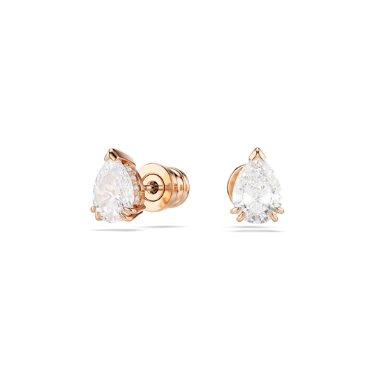 Stilla stud earrings, Pear cut, White, Rose gold-tone plated 5734248