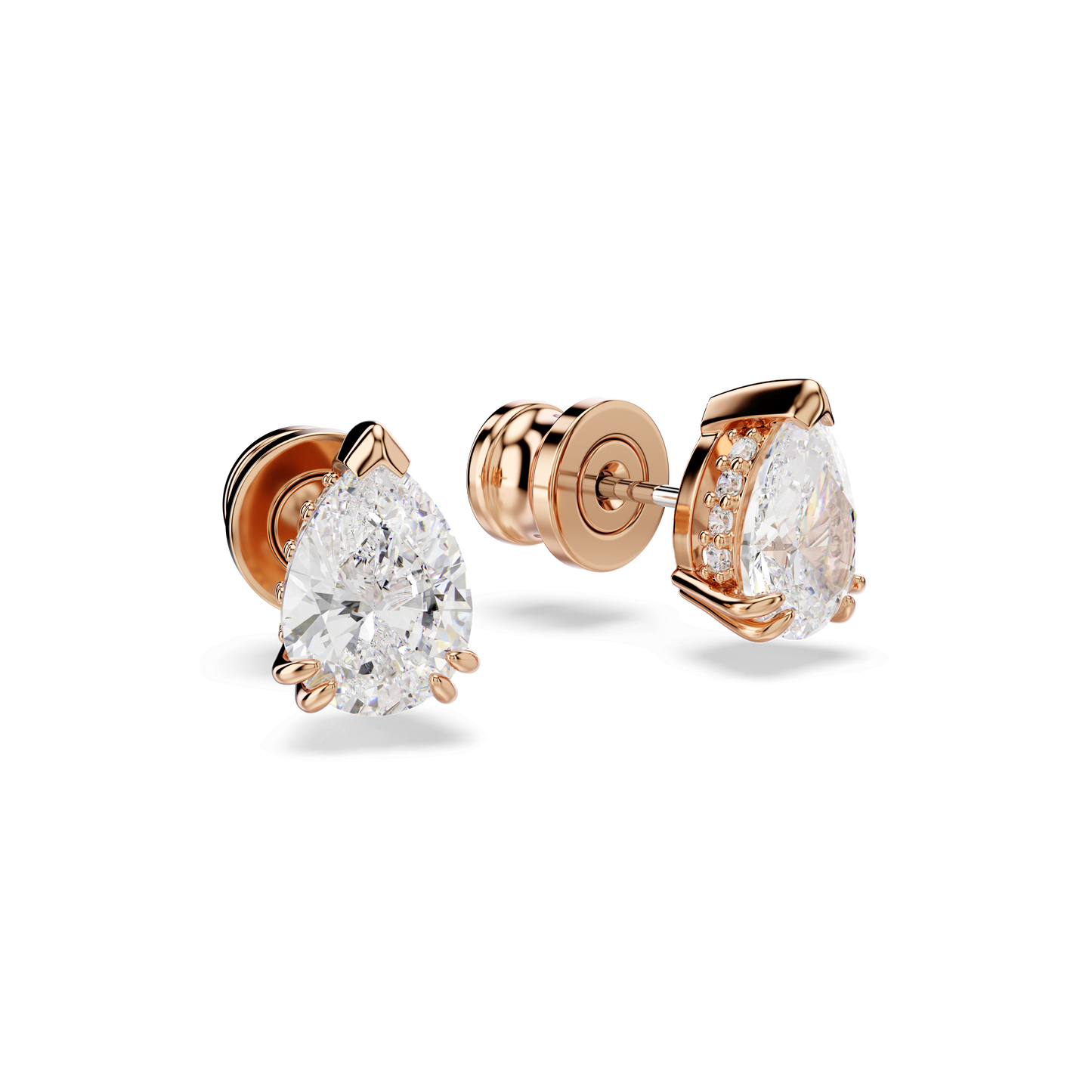 Stilla stud earrings, Pear cut, White, Rose gold-tone plated 5734248