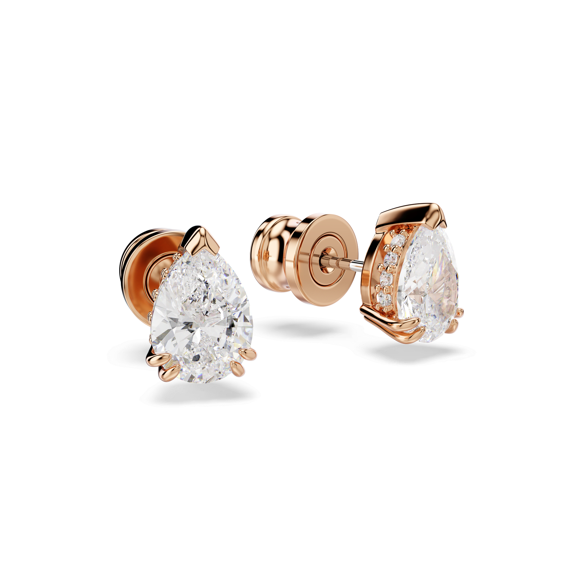 Stilla stud earrings, Pear cut, White, Rose gold-tone plated 5734248