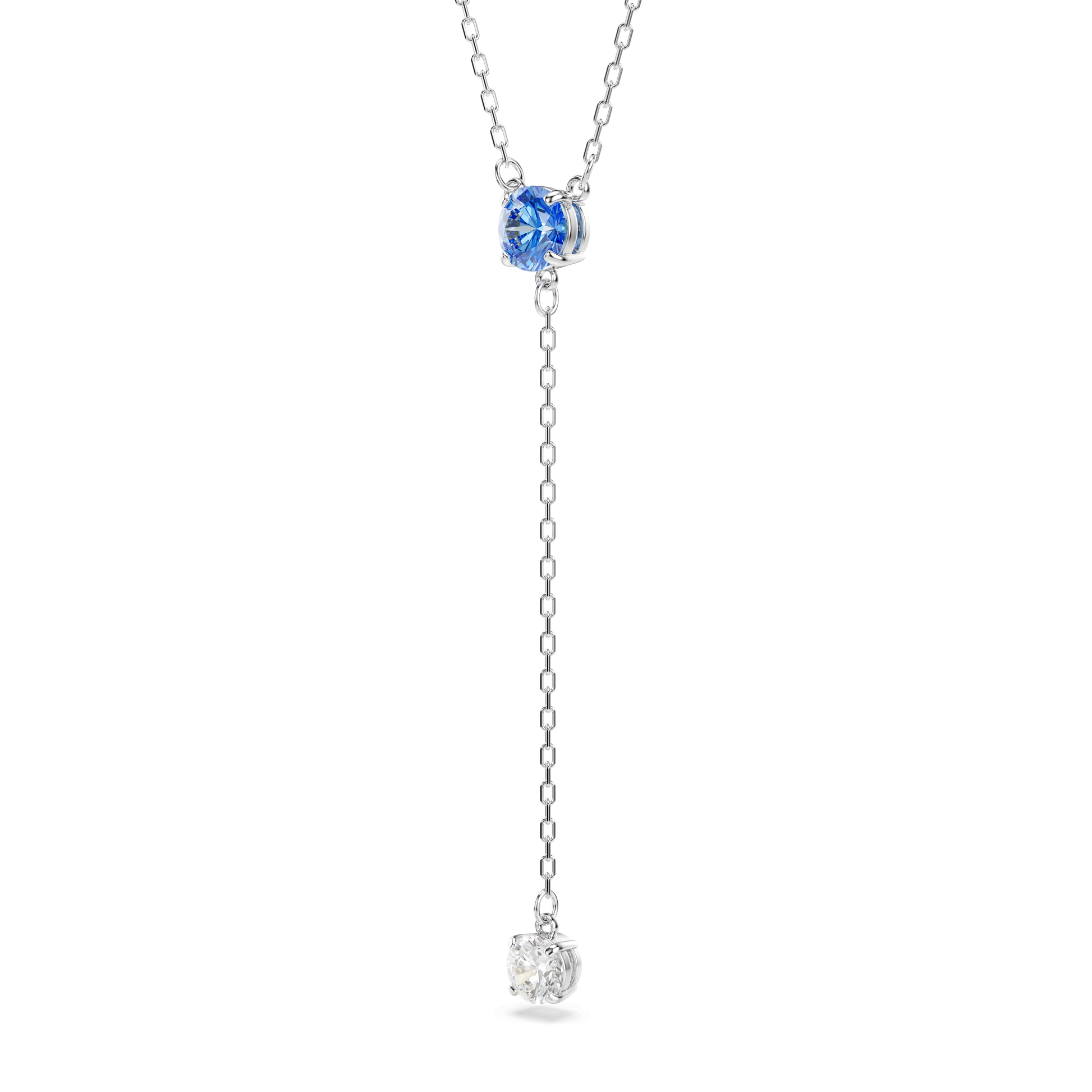 Stilla Attract Y necklace, Round cut, Blue, Rhodium plated 5734249