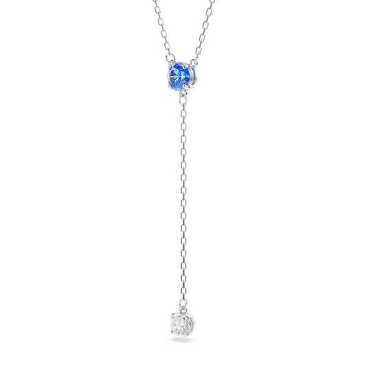 Stilla Attract Y necklace, Round cut, Blue, Rhodium plated 5734249