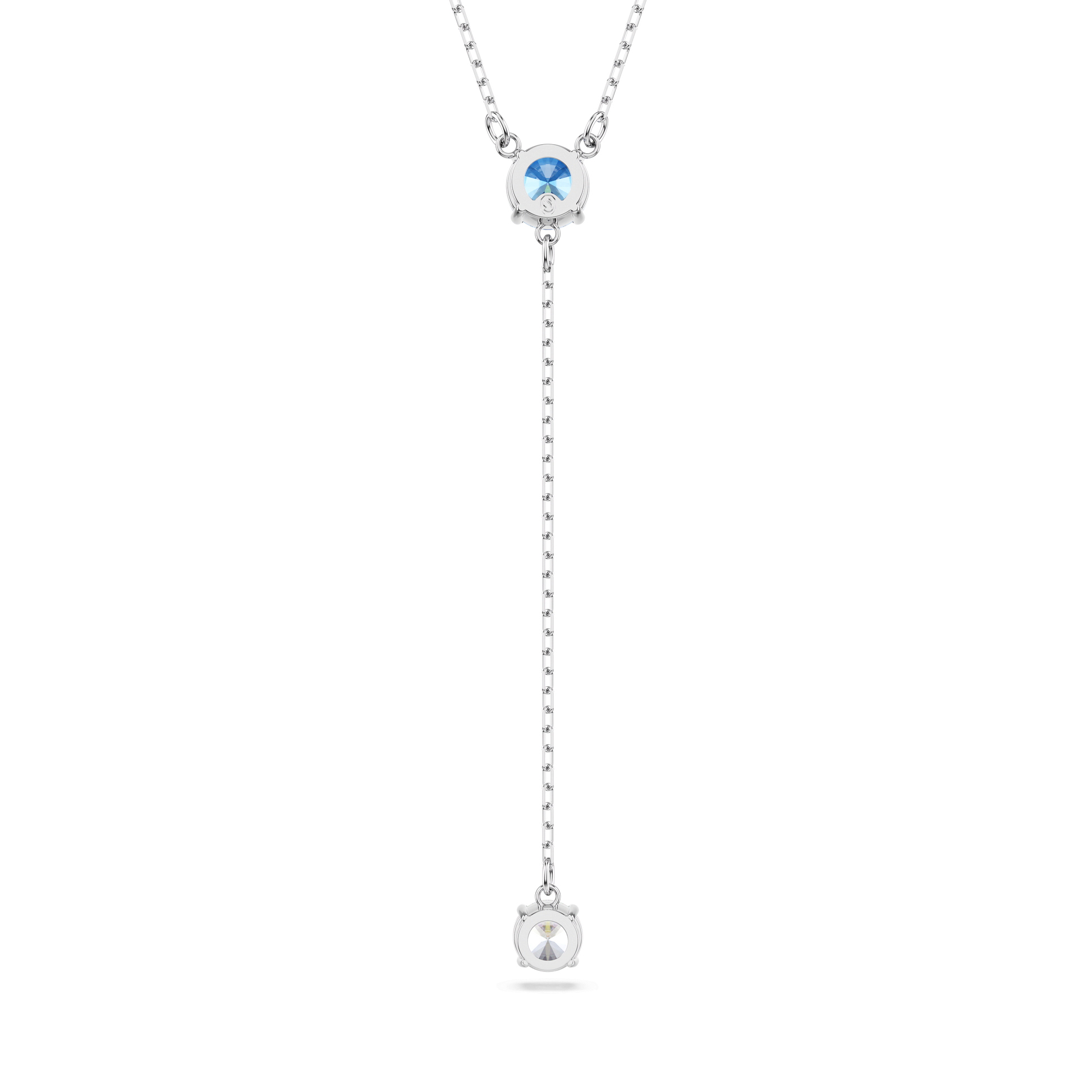 Stilla Attract Y necklace, Round cut, Blue, Rhodium plated 5734249