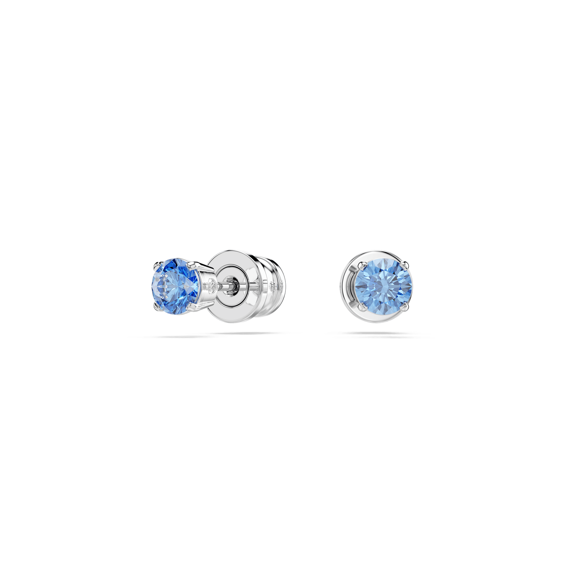 Stilla Attract stud earrings, Round cut, Blue, Rhodium plated 5734250