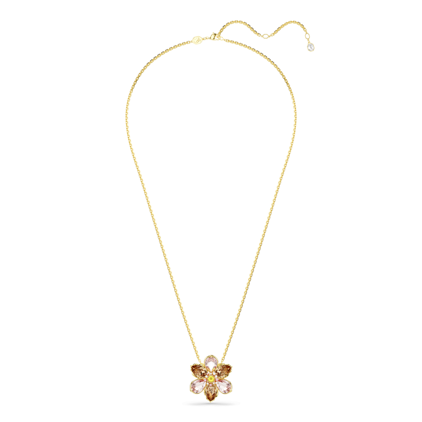 Idyllia pendant and brooch, Mixed cuts, Flower, Multicolored, Gold-tone plated 5735227