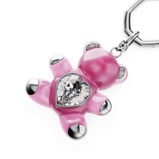 Teddy key ring, Bear, Pink, Rhodium plated 5735365