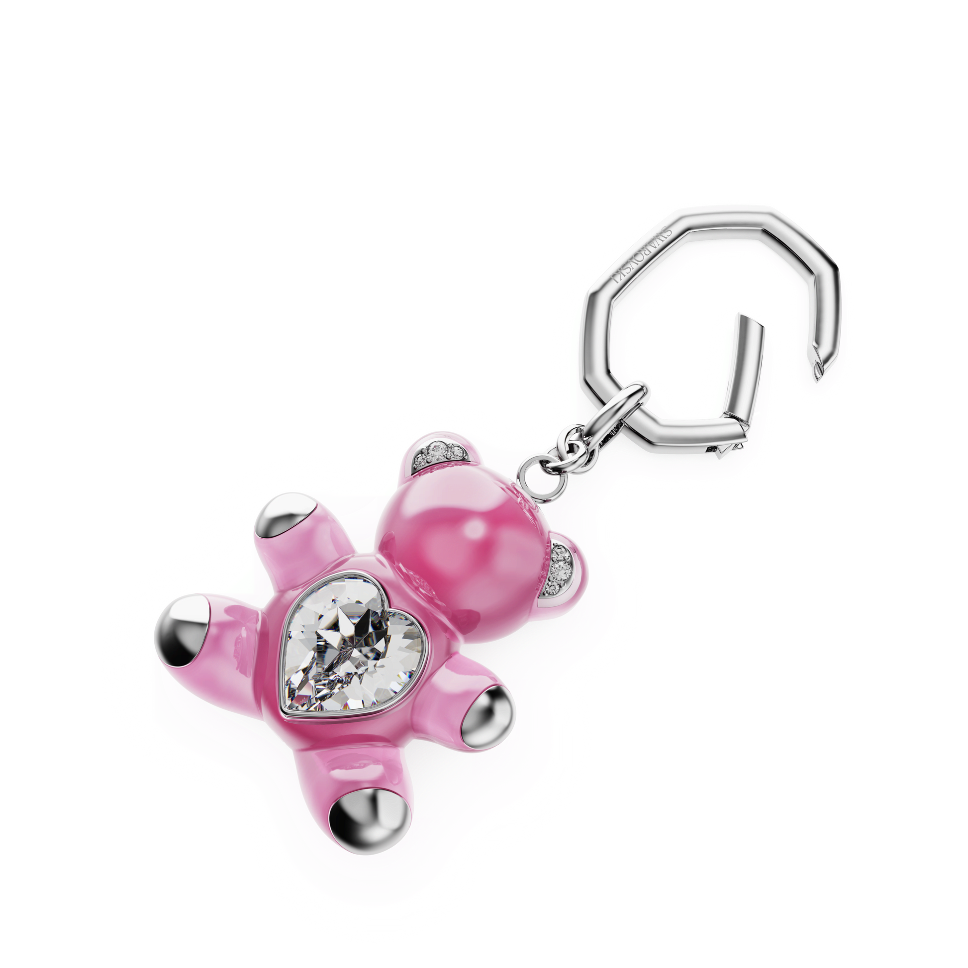 Teddy key ring, Bear, Pink, Rhodium plated 5735365
