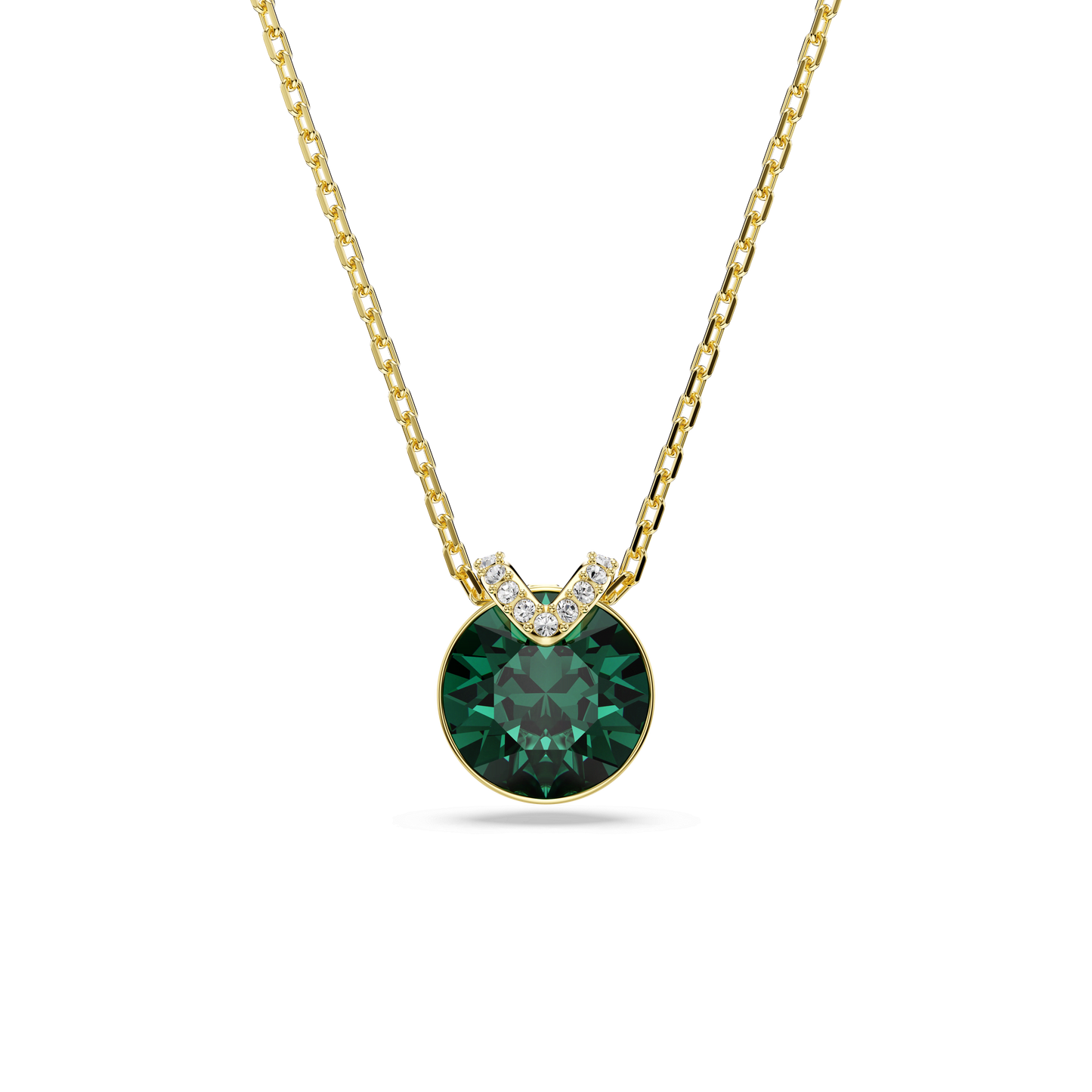 Bella V pendant, Round cut, Green, Gold-tone plated 5735387