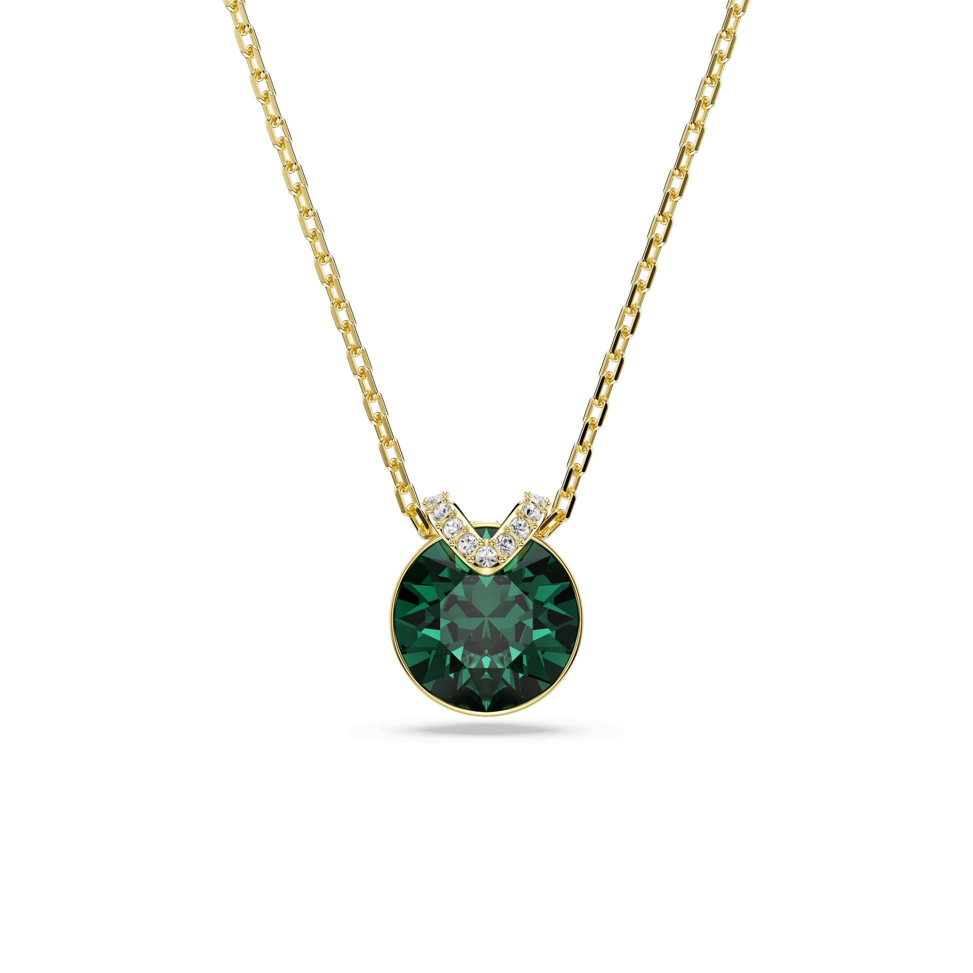 Bella V pendant, Round cut, Green, Gold-tone plated 5735387