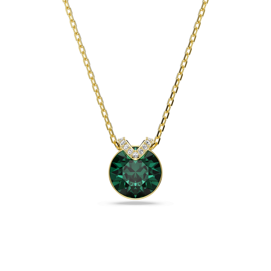 Bella V pendant, Round cut, Green, Gold-tone plated 5735387