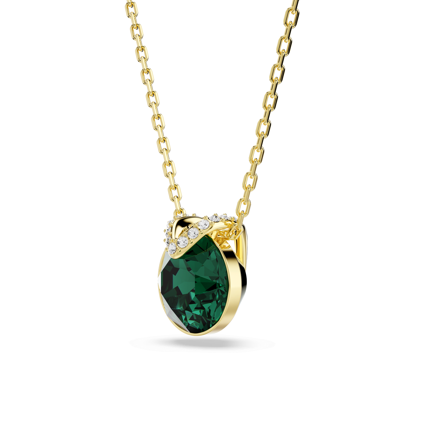 Bella V pendant, Round cut, Green, Gold-tone plated 5735387
