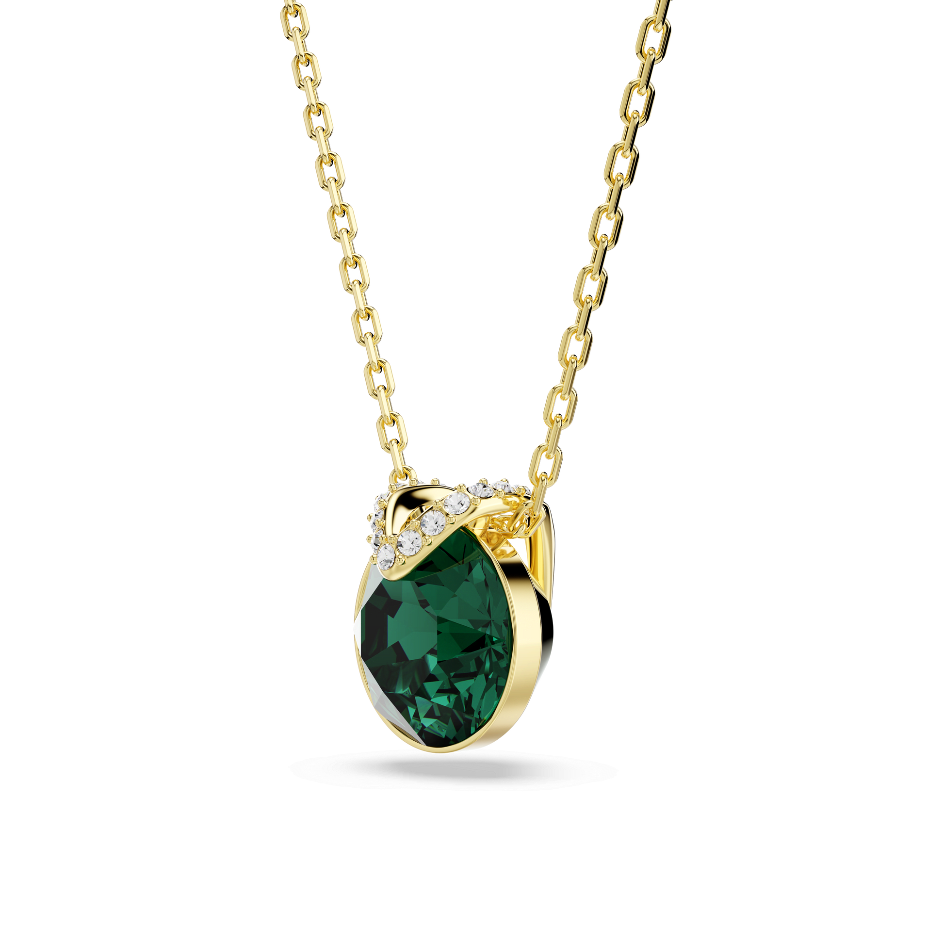 Bella V pendant, Round cut, Green, Gold-tone plated 5735387