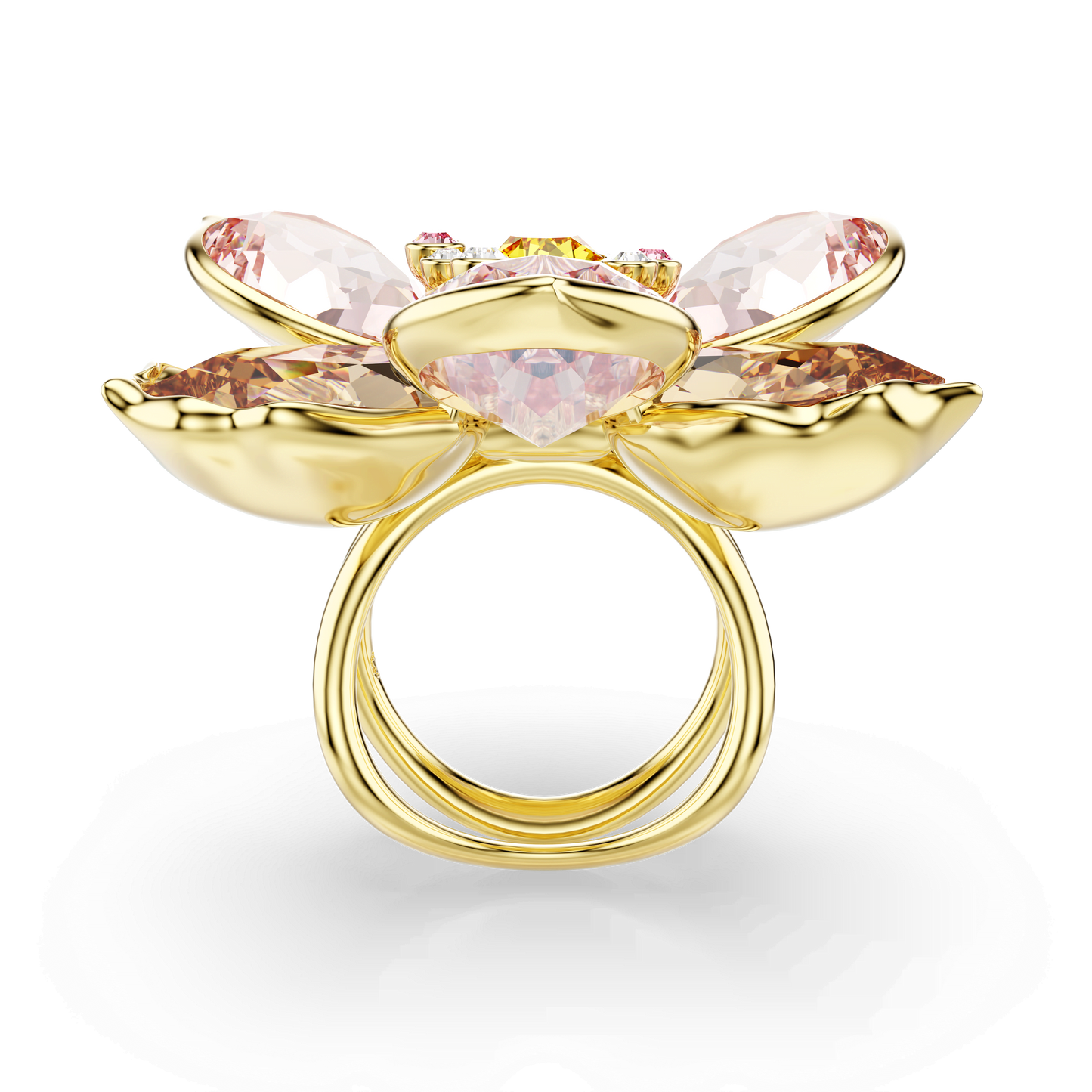 Idyllia motif ring, Mixed cuts, Flower, Multicolored, Gold-tone plated 5736221